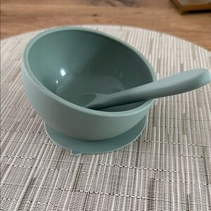 Slanted Silicone Toddler Bowl and Spoon